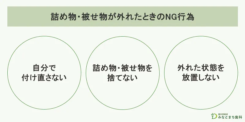 詰め物・被せ物が外れた時のNG行為